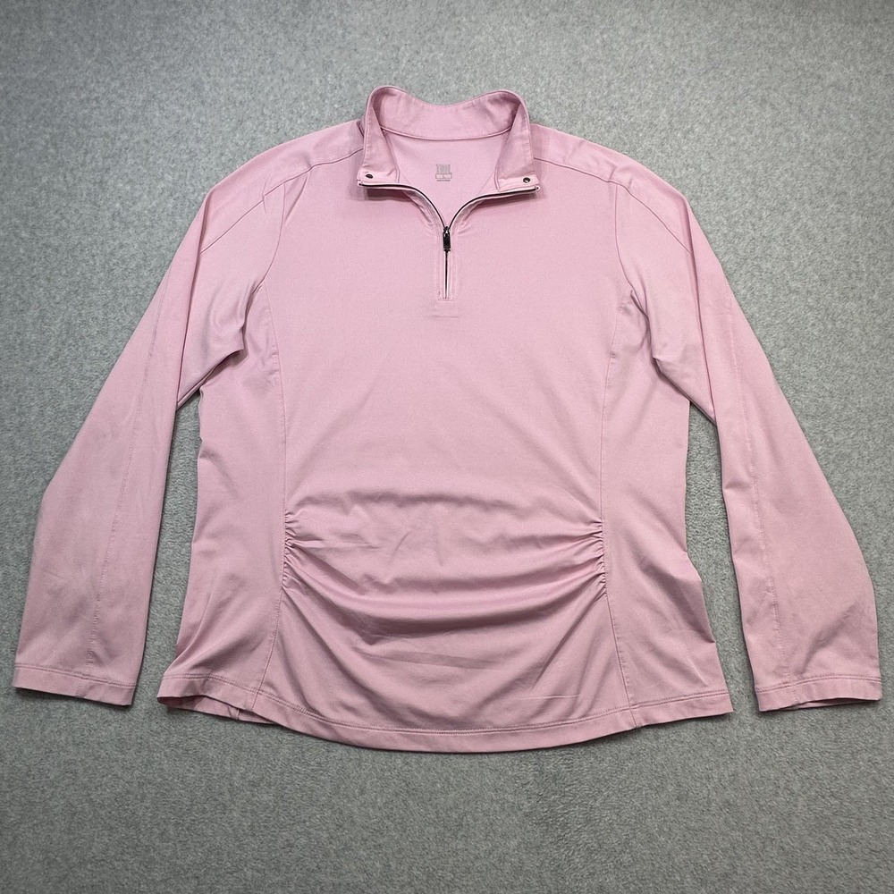 Tail Pullover Shirt Womens Large Pink Long Sleeve 1/4 Zip Golf Stretch Top